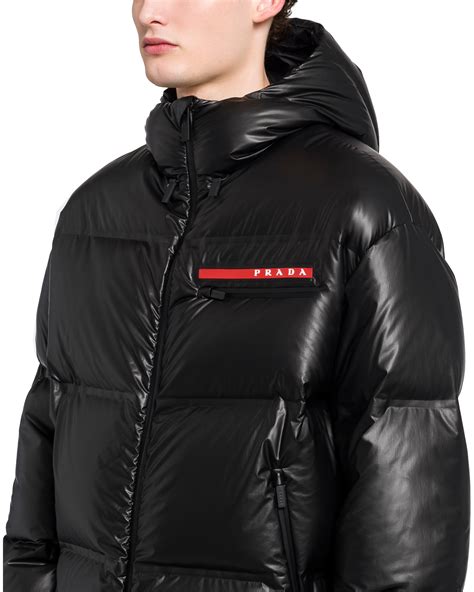 prada light nylon hooded puffer jacket